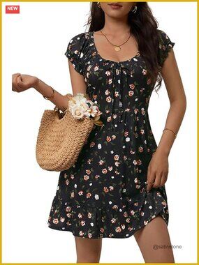 Floral Mini Milkmaid Sundress with Pockets Petite